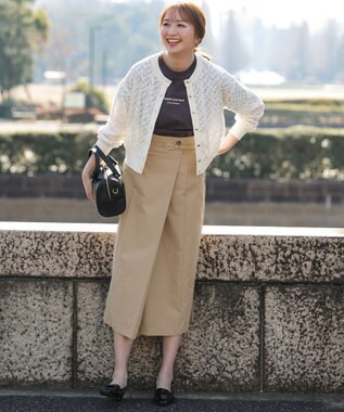 ANY SIS ツイステッドクリアチノ スカート ベージュ