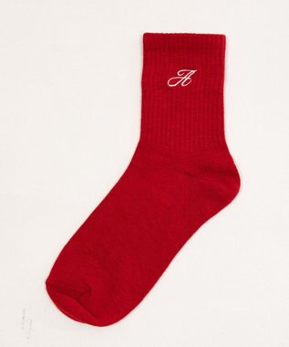 WEGO アルファベット刺繍ソックス レッド