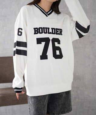 WEGO ナンバリングライン切り替えスウェット ホワイト