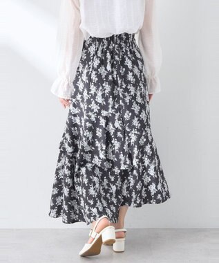 earth music&ecology フラワーアシメティアードスカート Black
