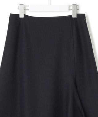 23区 S ウール圧縮スムース アシンメトリー フレアスカート ダークネイビー