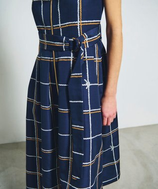 GRACE CONTINENTAL ロープチェックワンピース ネイビー