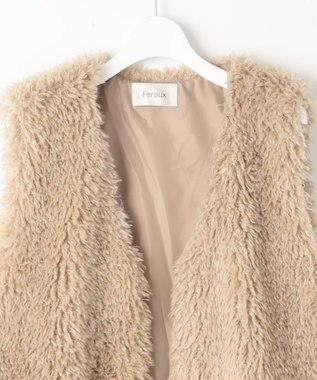 Feroux プードルファー ベスト ベージュ系