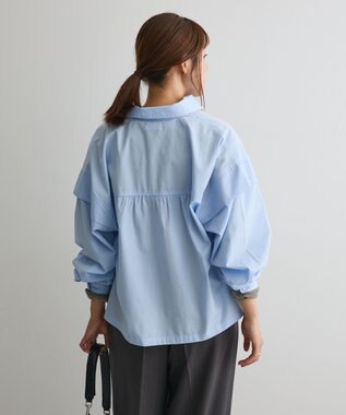 CRAFT STANDARD BOUTIQUE パネルデザインワイドシャツ Sax