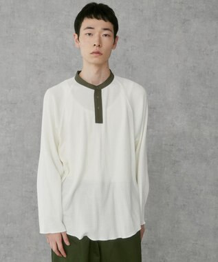 WEGO 【ユニセックス着用ITEM】ラグランヘンリーネックT オフホワイト