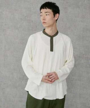 WEGO 【ユニセックス着用ITEM】ラグランヘンリーネックT オフホワイト