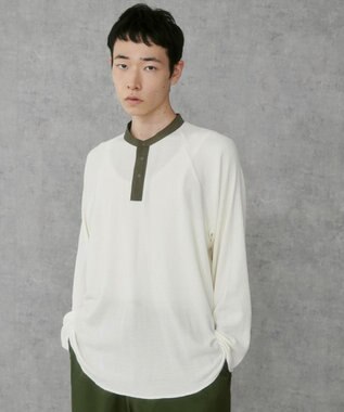 WEGO 【ユニセックス着用ITEM】ラグランヘンリーネックT オフホワイト