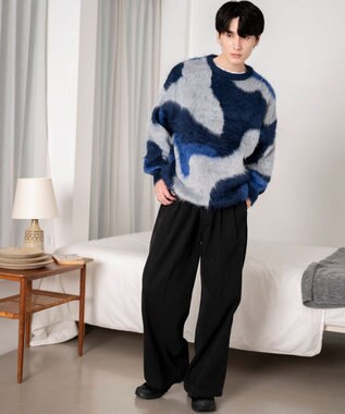 WEGO 【ユニセックス着用ITEM】マーブルシャギーニットプルオーバー ブルーその他