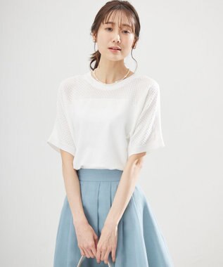 組曲 【WEB限定】メッシュ切り替えドルマン ニット アイボリー系