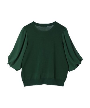 Green Parks 袖楊柳ドッキングニットプルオーバー Green