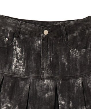 WEGO ウオッシュドプリーツミニスカート ブラック