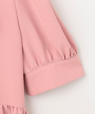 Feroux 【洗える】ペプラム ボウタイブラウス ピンク系