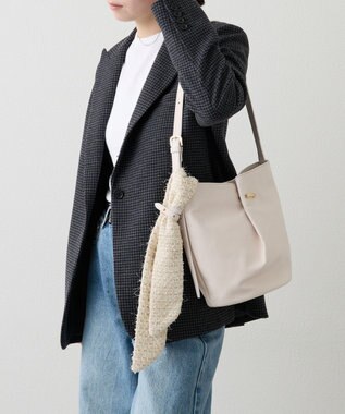 russet ツイードスカーフ付きレザー2WAYショルダーバッグ(CE-1632) OffWhite