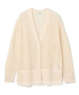 BEIGE， 【洗える】ALOE / コットンメッシュVネックミドル丈カーディガン Ecru