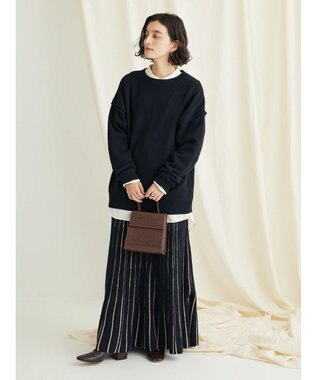 CRAFT STANDARD BOUTIQUE 配色ストライプニットスカート Black