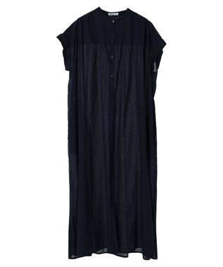 CRAFT STANDARD BOUTIQUE インド綿バンドカラーワンピース Navy