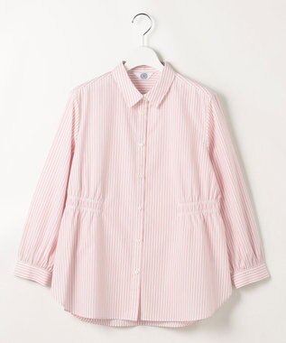 J.PRESS LADIES S 【WEB限定カラーあり】コンパクトエステネージュ シャーリング ブラウス ピンクストライプ系