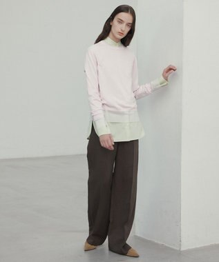 BEIGE， 【洗える】JULIE / シルク混クルーネックシアートップス Pink