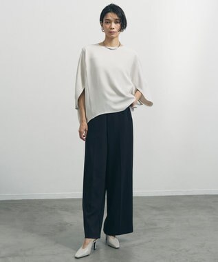 UNFILO 【ウエストゴム/美シルエット/15サイズ展開】BEAUTY MOVE ワイドストレートパンツ ブラック