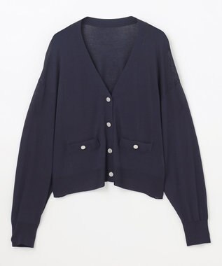 GRACE CONTINENTAL ルーズVネックニットカーディガン ネイビー