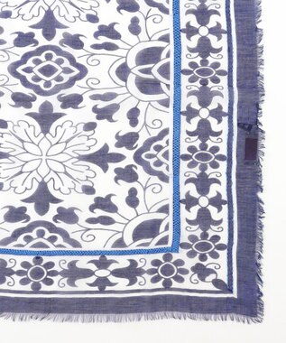 JOSEPH ABBOUD 【CAMERUCCI ARCHIVIO】ボタニカルモチーフ ストール ネイビー系6