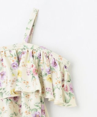 ANY KIDS 花柄×ドット柄 セパレート 水着 オフ花柄×ラベンダードット