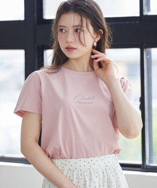 Feroux スクリプトプリント Tシャツ ピンク系