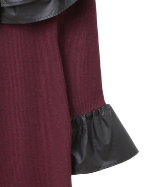 Green Parks フリルベルト付ニットワンピース Bordeaux