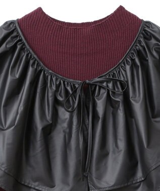 Green Parks フリルベルト付ニットワンピース Bordeaux