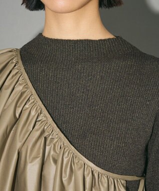 Green Parks フリルベルト付ニットワンピース Khaki