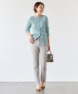 UNFILO シアーリブ ニットカーディガン ブルー