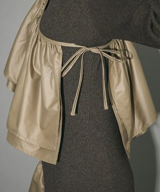 Green Parks フリルベルト付ニットワンピース Khaki