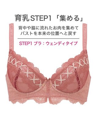 BRADELIS New York 【BRADELIS New York / 育乳補整ブラ・STEP1 集める】ウェンディステップ1ブラ24S1 脇のお肉もふんわり包んで補正するブラ コッパーピンク