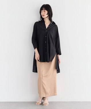 YECCA VECCA リブMIXシアーオーバーシャツ Black