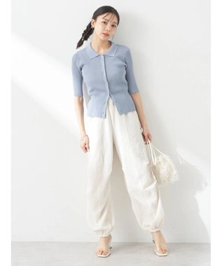 earth music&ecology リブコンパクトカーディガン Blue