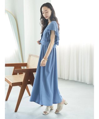 earth music&ecology ＳＥＴ２点　フリルショルダーツーピースワンピース Blue