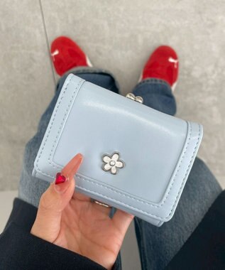 WEGO フラワーガマ口ウォレット サックス