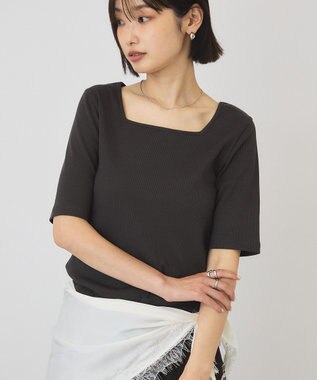 AMERICAN HOLIC スクエアネック5分袖プルオーバー Charcoal Gray