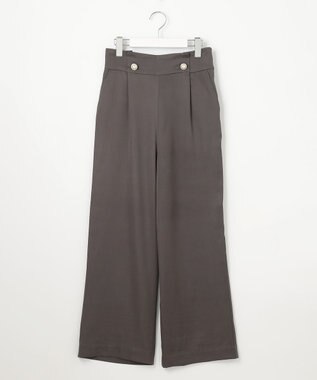 Feroux 【洗える】ウエストタックワイドパンツ グレー系