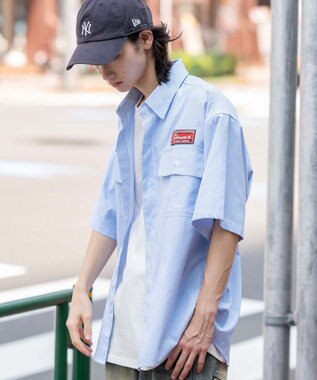 WEGO 【ユニセックス着用ITEM/MLサイズ展開】オックスフォードワッペンシャツ（SS） ブルーストライプ