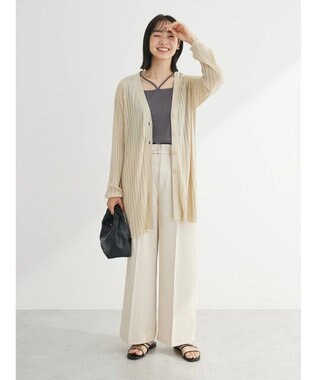 Green Parks きれいシルエットパンツ（ベルト付きとろみワイド） Light Beige