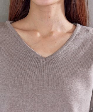 Tiaclasse L 【洗える】ドットチュールコンビニットトップス グレージュ