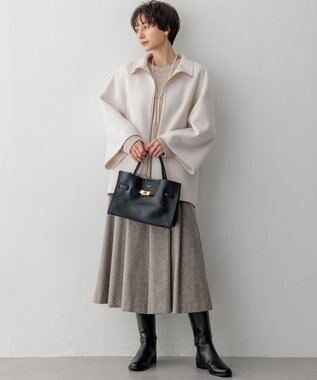 23区 ウールリバー スタンドカラーコート ベージュ系