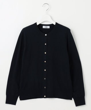 J.PRESS LADIES L 【洗える】レーヨンエリートストレッチ クルーネック カーディガン ネイビー系