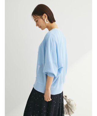 Green Parks ＵＶカット加工　ドルマンニットカーディガン Blue