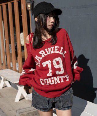 WEGO 2WAYグラフィックワンショルニット レッド