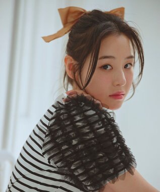 Feroux チュールスリーブ Tシャツ ボーダー系