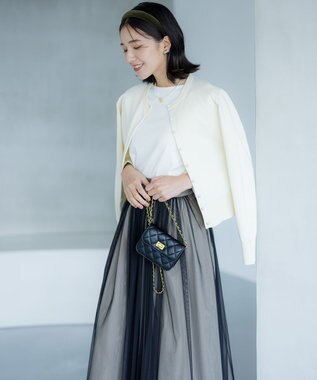 組曲 【洗える・6色展開】Elenaベーシックニット カーディガン アイボリー系