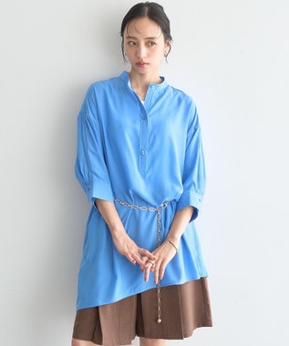 earth music&ecology スタンドカラーオーバーチュニックシャツ