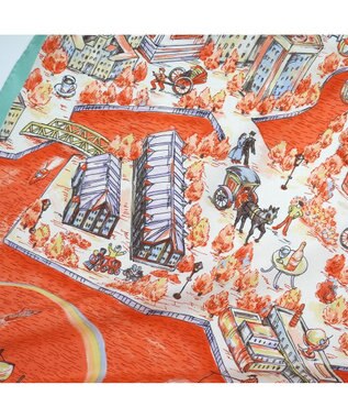 Marca 【伝統横濱スカーフ】YOKOHAMA MINATOMIRAI  大判 シルクツイル スカーフ オレンジ